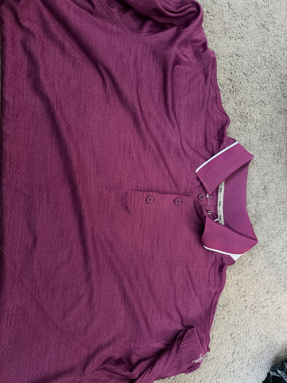 Men's Burgundy Golf Polo Shirt with White Trim